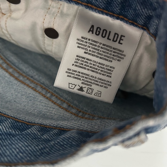 Agolde Size 32 Blue Jean Cut Off Denim Button Fly Shorts - Picture 3 of 7